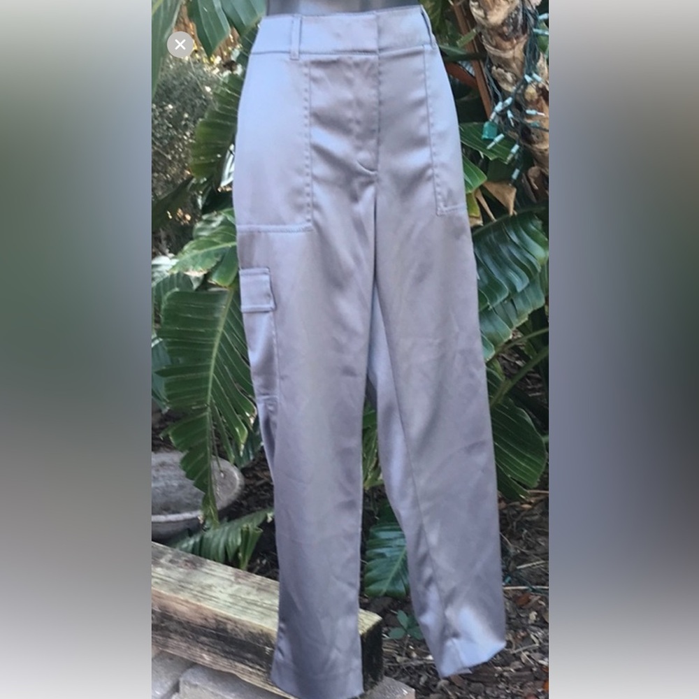 White House Black Market The Tapered Ankle Pants Gray Silky Sz 12